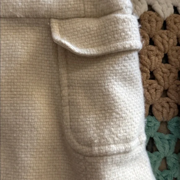 Cream White Wool Heavy Warm Peacoat Coat Jacket Womans sz Small - Picture 6 of 11